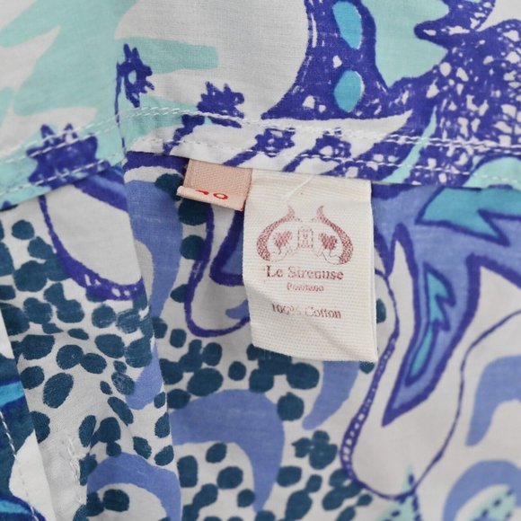 LE SIRENUSE Positano Womens  Blue Mini Geometric Printed Shorts Cotton Size US 6 - Picture 9 of 10